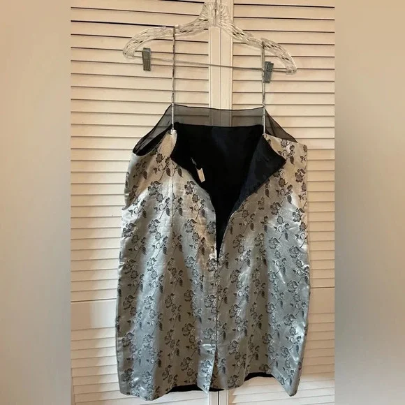 Vintage Y2K Silver Black Metallic Size 18 Mini Dress Onxy Nite Sheath Sleeveless - Picture 10 of 13